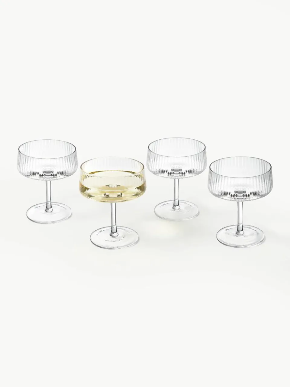 Handgemaakte champagneglazen Cami met groefstructuur, 4 stuks^Westwing Collection Sale
