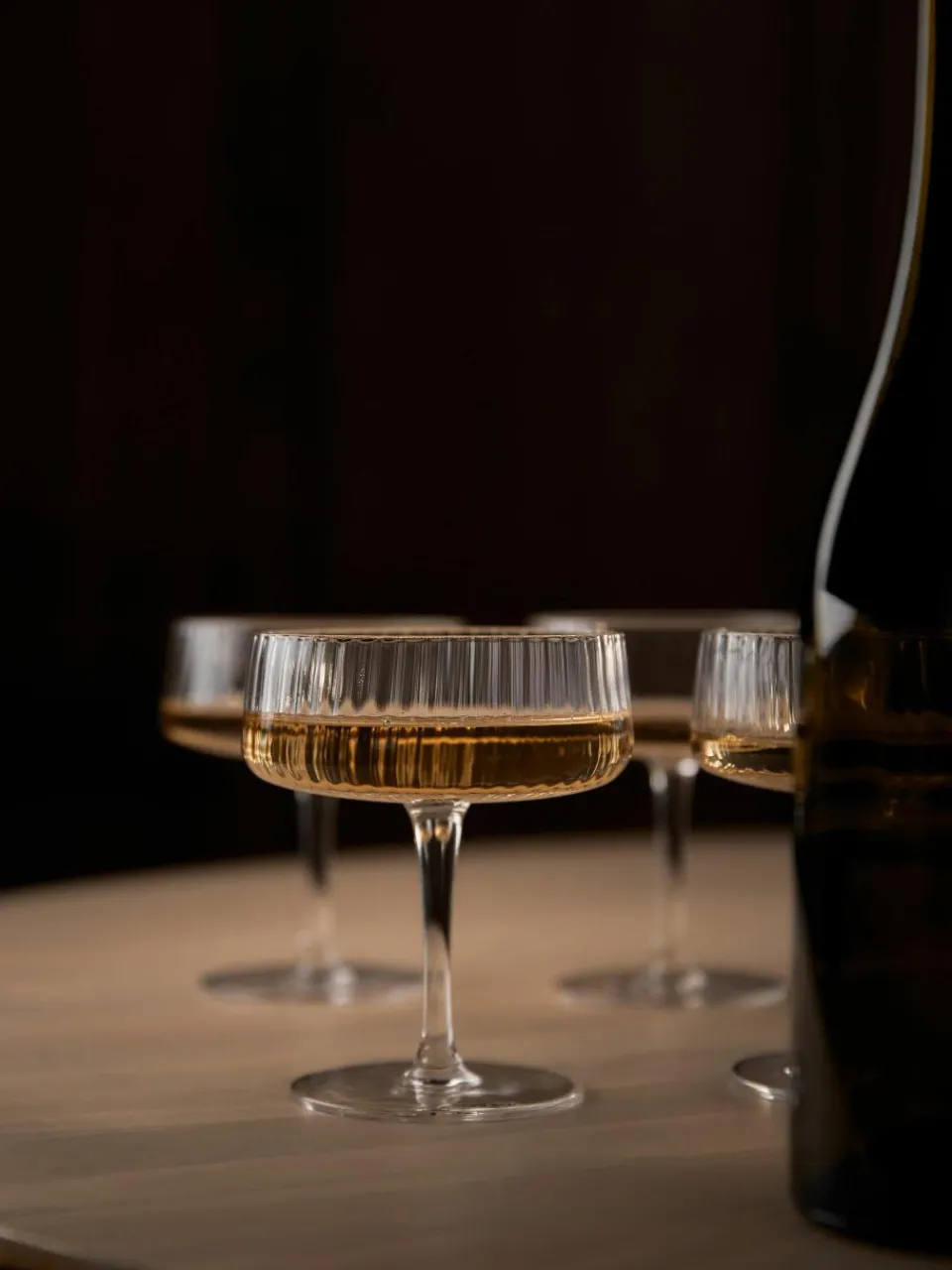 Handgemaakte champagneglazen Cami met groefstructuur, 4 stuks^Westwing Collection Sale