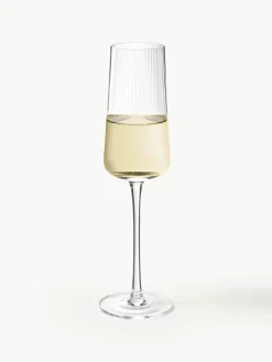 Handgemaakte champagneglazen Cami met groefstructuur, 4 stuks^Westwing Collection Clearance