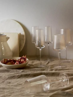 Handgemaakte champagneglazen Cami met groefstructuur, 4 stuks^Westwing Collection Clearance