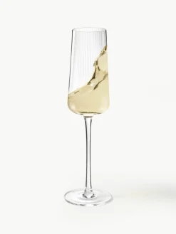 Handgemaakte champagneglazen Cami met groefstructuur, 4 stuks^Westwing Collection Clearance