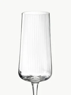 Handgemaakte champagneglazen Cami met groefstructuur, 4 stuks^Westwing Collection Clearance