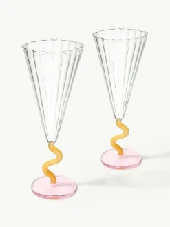 Handgemaakte champagneglazen Curve, 2 stuks^&k Amsterdam Hot
