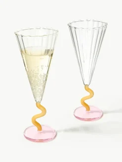 Handgemaakte champagneglazen Curve, 2 stuks^&k Amsterdam Hot