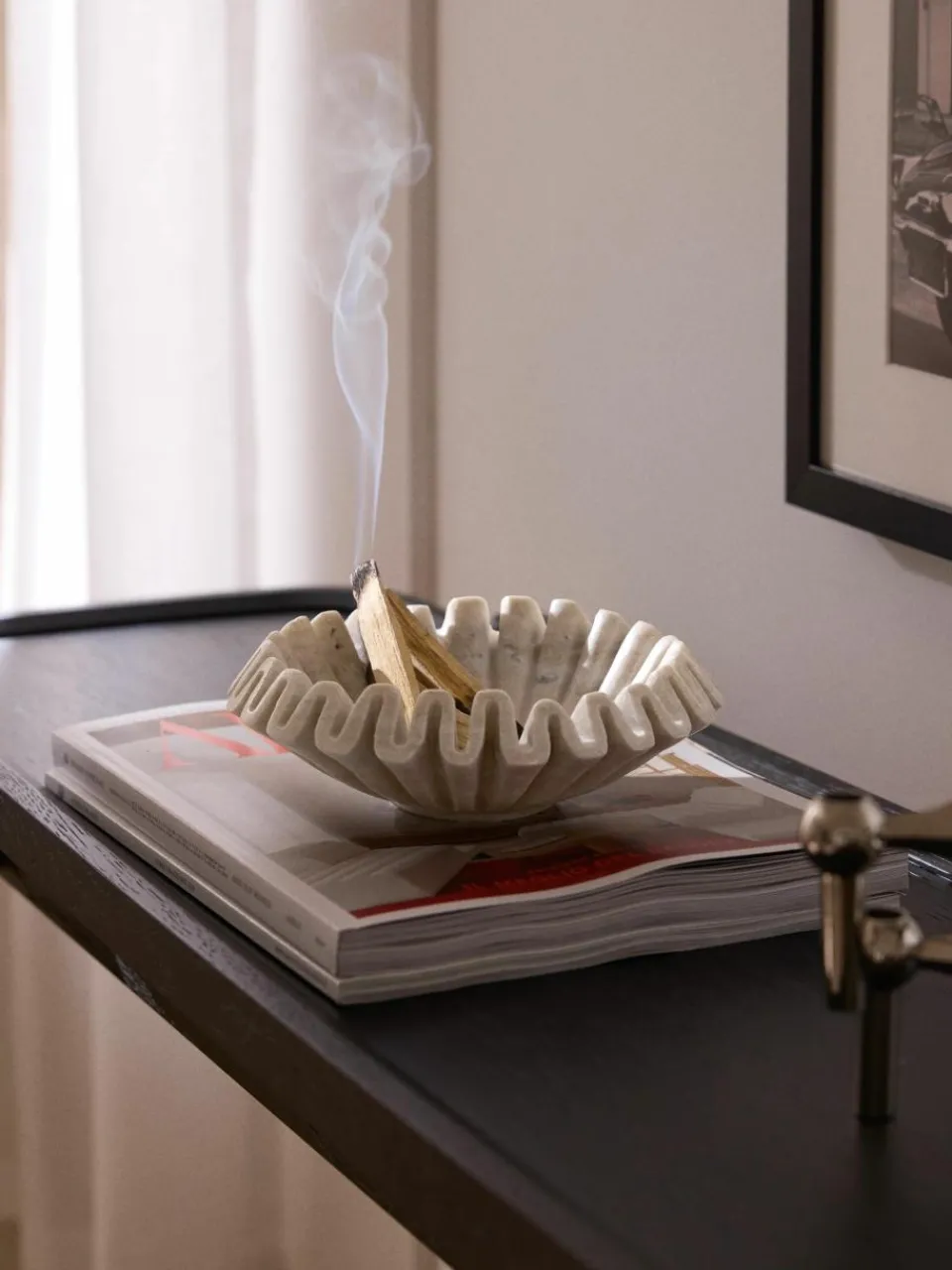 Handgemaakte decoratieve schaal Santorini van marmer, Ø 18 cm^Westwing Collection Online