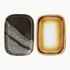Handgemaakte dienbladen 70's van keramiek, 2-delig^HKLIVING Clearance