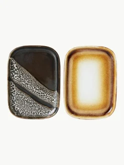 Handgemaakte dienbladen 70's van keramiek, 2-delig^HKLIVING Clearance