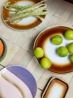 Handgemaakte dienbladen 70's van keramiek, 2-delig^HKLIVING Clearance