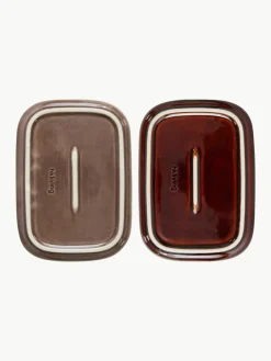 Handgemaakte dienbladen 70's van keramiek, 2-delig^HKLIVING Clearance