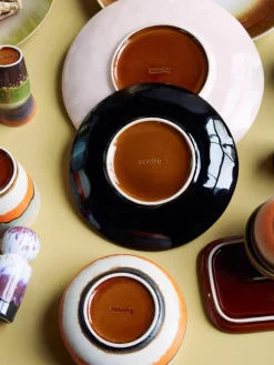 Handgemaakte dinerborden 70's van keramiek, 2 stuks^HKLIVING Discount