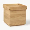 Handgemaakte eikenhouten bijzettafel Japanese met opbergruimte^Kristina Dam Discount