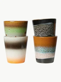 Handgemaakte espresso kopjes 70's van keramiek, 4-delig^HKLIVING Outlet