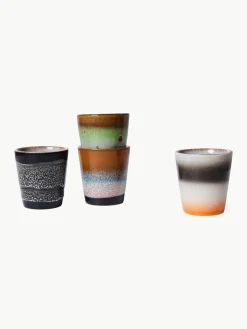Handgemaakte espresso kopjes 70's van keramiek, 4-delig^HKLIVING Outlet
