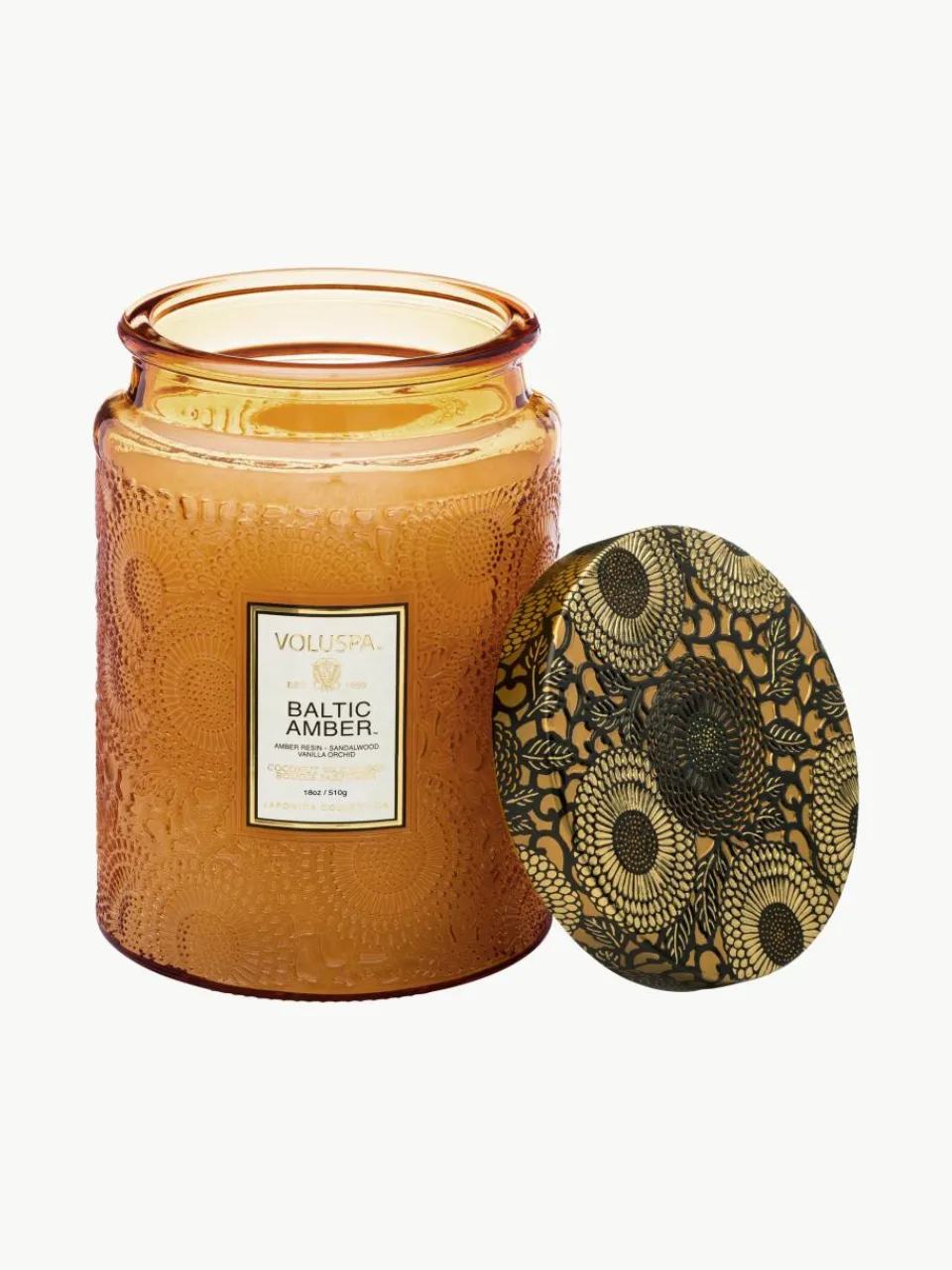 Handgemaakte geurkaars Japonica Collection (amberhars, sandelhout, cederhout & vanille orchidee)^Voluspa Online