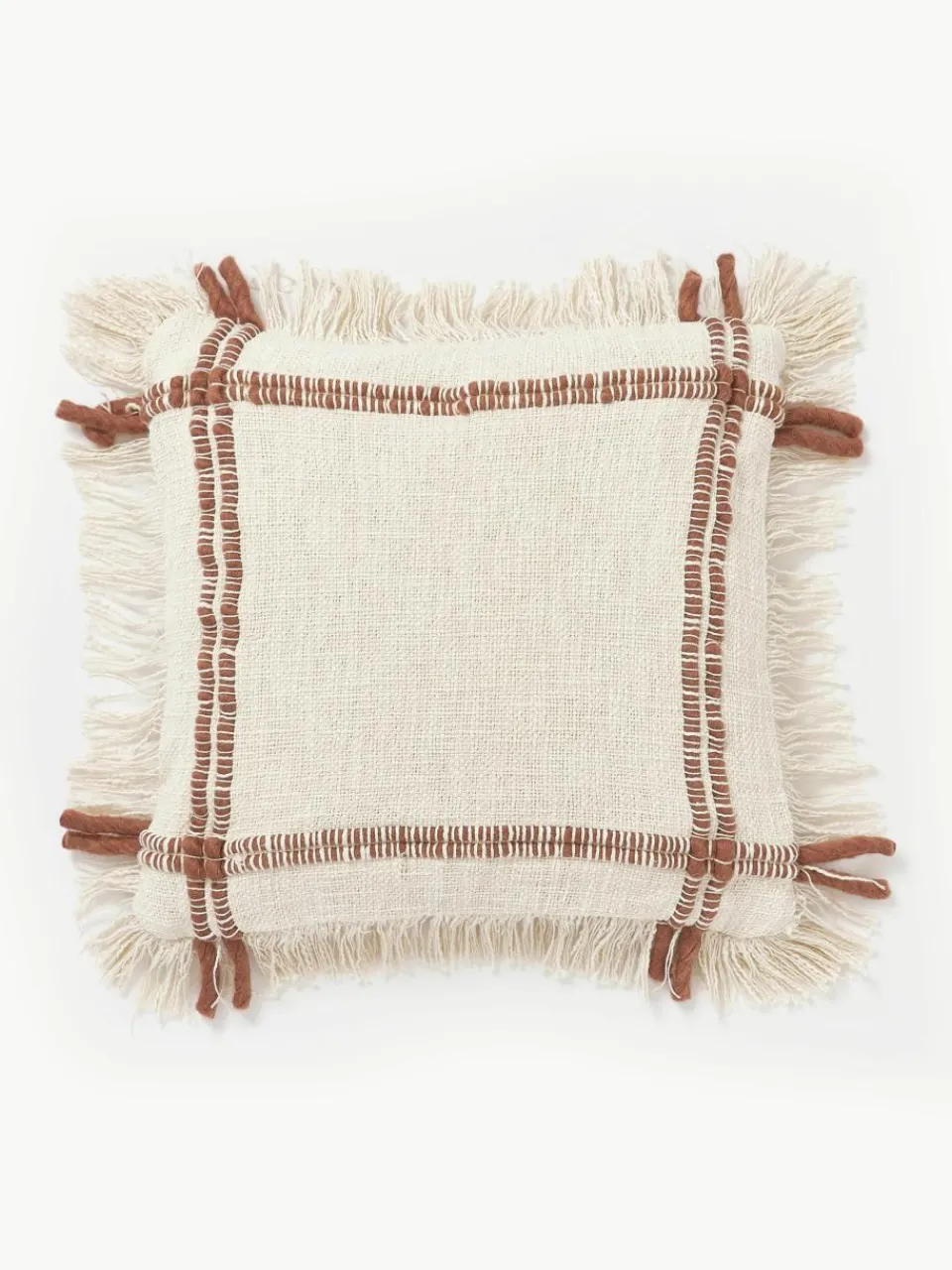 Handgemaakte katoenen kussenhoes Catalina met franjes^Westwing Collection Sale