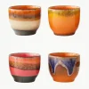 Handgemaakte keramische koffiebekers 70's, set van 4^HKLIVING Best