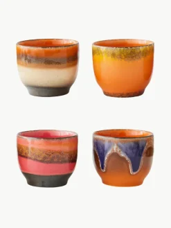 Handgemaakte keramische koffiebekers 70's, set van 4^HKLIVING Best