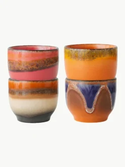 Handgemaakte keramische koffiebekers 70's, set van 4^HKLIVING Best