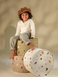 Handgemaakte kinderpoef Sugar van bouclé, Ø 40 cm^Wigiwama Online
