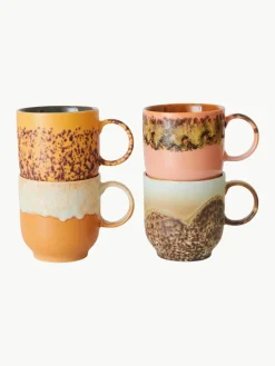 Handgemaakte kopjes 70's, 4-delig^HKLIVING Best