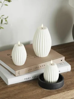 Handgemaakte LED kaars Round Stripe, H 10 cm^Westwing New