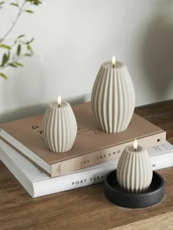 Handgemaakte LED kaars Round Stripe, H 10 cm^Westwing Discount