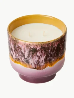 Handgemaakte 2-lonts geurkaars 70's (saliekleurig & rozenblaadjes)^HKLIVING Discount