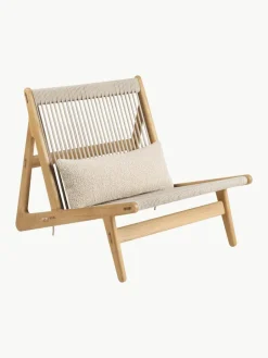 Handgemaakte loungefauteuil MR01 Initial van eikenhout met stoelkussen^GUBI Discount