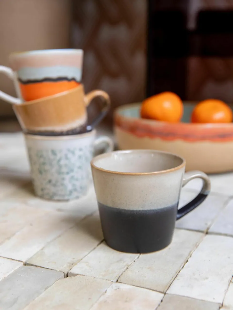 Handgemaakte mokken 70's, 4 stuks^HKLIVING Sale