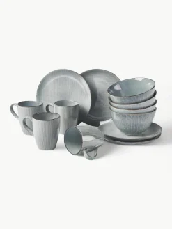 Handgemaakte ontbijtset Nordic Sea, 4 personen (12-delig)^Broste Copenhagen Hot