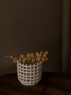 Handgemaakte opbergmand Nalan van keramiek, H 15 cm^ferm LIVING Clearance