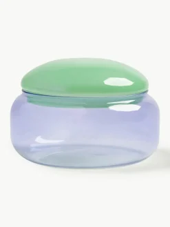 Handgemaakte opbergpot Puffy van borosilicaatglas^&k Amsterdam Best