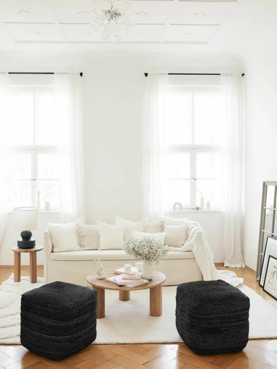 Handgemaakte poef Bono van jute^Westwing Collection Clearance