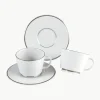 Handgemaakte porseleinen espressokopjes Vitruv met schoteltjes en handbeschilderde platina rand, 2 stuks^Meissen Fashion