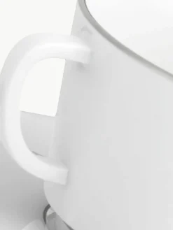 Handgemaakte porseleinen espressokopjes Vitruv met schoteltjes en handbeschilderde platina rand, 2 stuks^Meissen Fashion