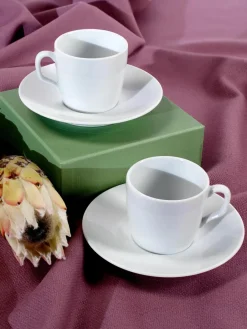 Handgemaakte porseleinen espressokopjes Cosmopolitan met schoteltjes, 2 stuks^Meissen Hot