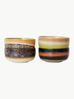 Handgemaakte schalen 70's van keramiek, 4-delig^HKLIVING Clearance