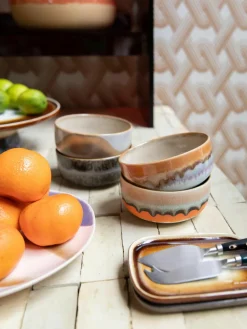 Handgemaakte schalen 70's van keramiek, 4-delig^HKLIVING New