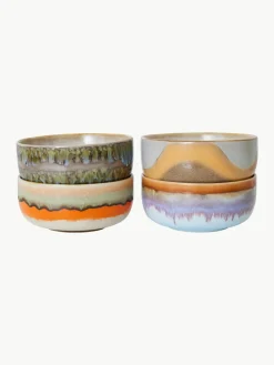 Handgemaakte schalen 70's van keramiek, 4-delig^HKLIVING New
