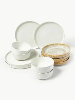 Handgemaakte serviesset Ethel met reactief glazuur, 4 personen (12-delig)^Westwing Collection Outlet