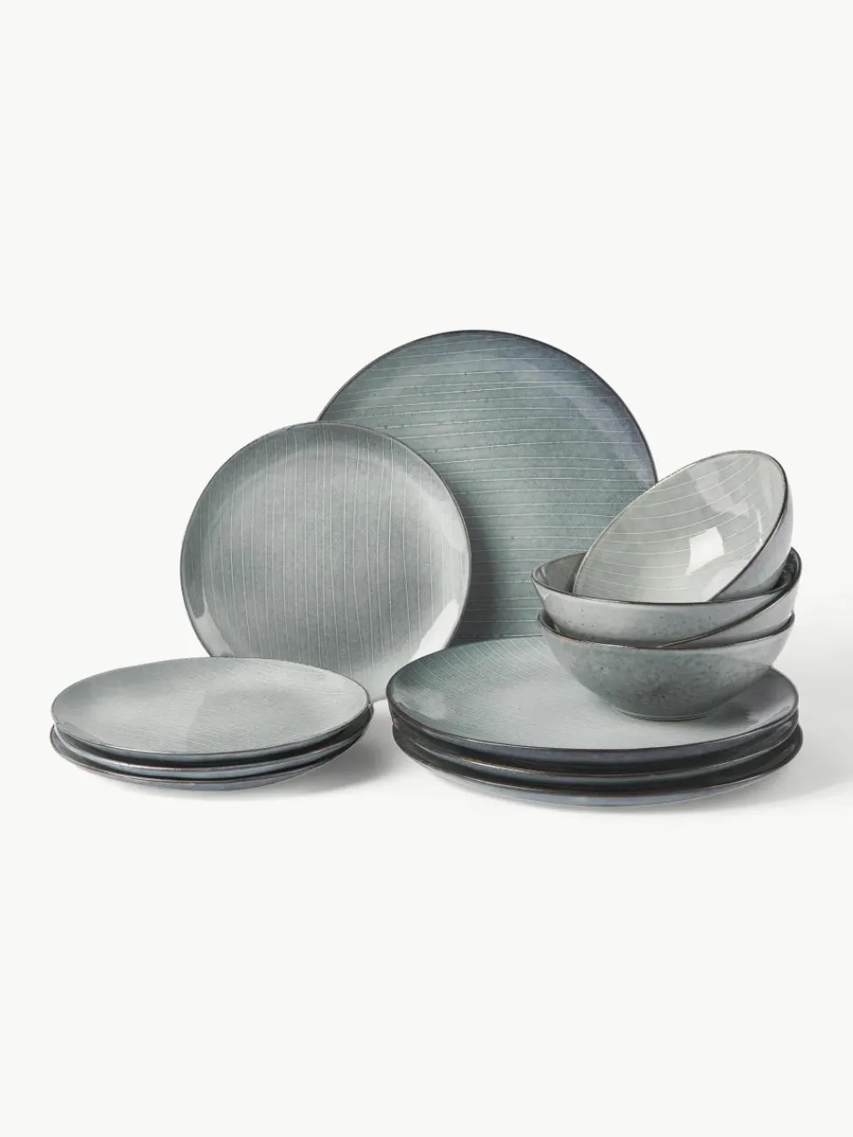 Handgemaakte serviesset Nordic Sea, 4 personen (12-delig)^Broste Copenhagen Outlet