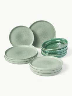 Handgemaakte serviesset Pam met reactief glazuur, 4 personen (12-delig)^Westwing Collection Hot