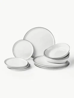 Handgemaakte serviesset Salt van porselein, 4 personen (12-delig)^Broste Copenhagen Outlet