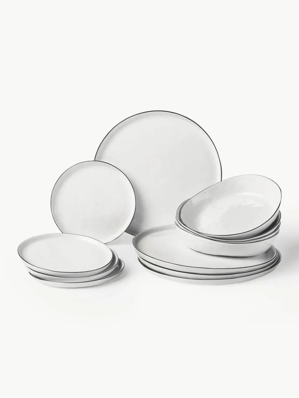 Handgemaakte serviesset Salt van porselein, 4 personen (12-delig)^Broste Copenhagen Outlet