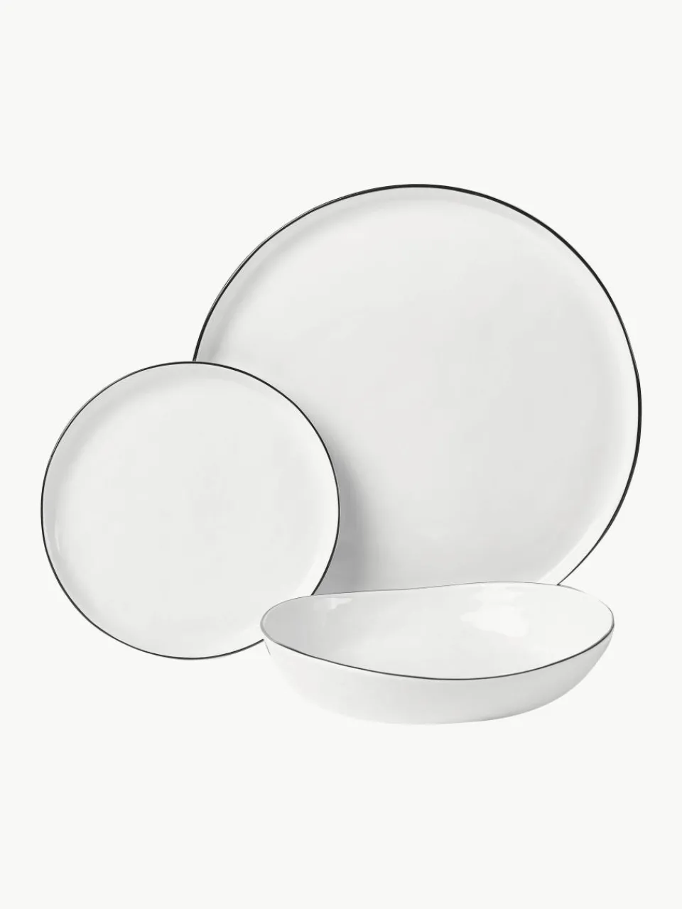 Handgemaakte serviesset Salt van porselein, 4 personen (12-delig)^Broste Copenhagen Outlet