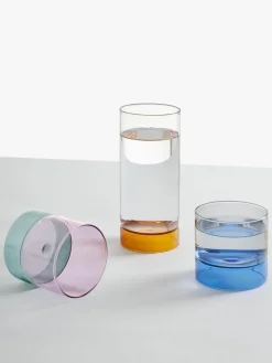 Handgemaakte waterglazen bamboe Groove, 2 stuks^ICHENDORF Online