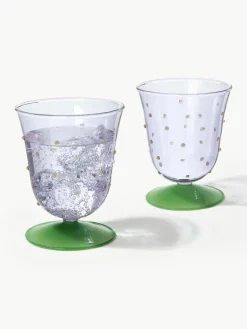 Handgemaakte waterglazen Dot van borosilicaatglas, 2 stuks^&k Amsterdam Discount