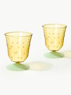 Handgemaakte waterglazen Dot van borosilicaatglas, 2 stuks^&k Amsterdam Online