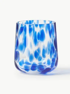 Handgemaakte waterglazen Oakley met stippenpatroon, 4 stuks^Westwing Collection Fashion