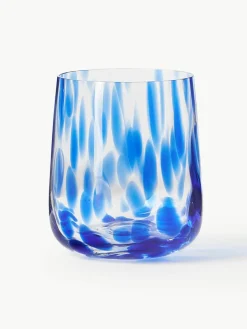 Handgemaakte waterglazen Oakley met stippenpatroon, 4 stuks^Westwing Collection Fashion